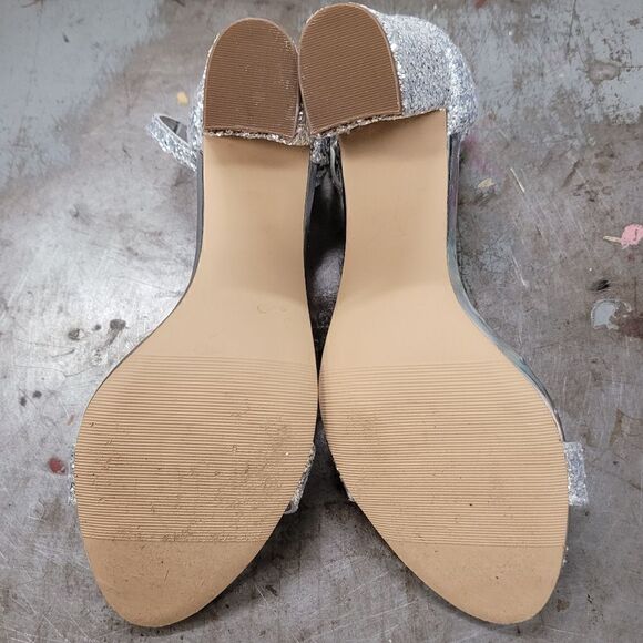 MADDEN GIRL Heels Women's 8.5 Silver Glitter Sparkle Open Toe Prom Wedding Eveni - Picture 9 of 14